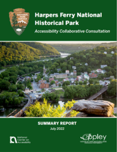 Front cover of the Harpers Ferry National Historical Park Accessibility Collaborative Consultation summary report