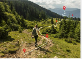 A backpacker hiking on a trail