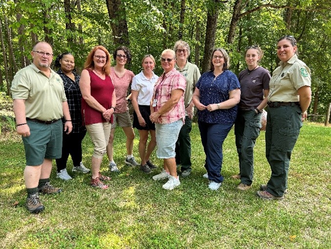 US Forest Service personnel with Eppley Center staff and community partners at Hoosier National Forest